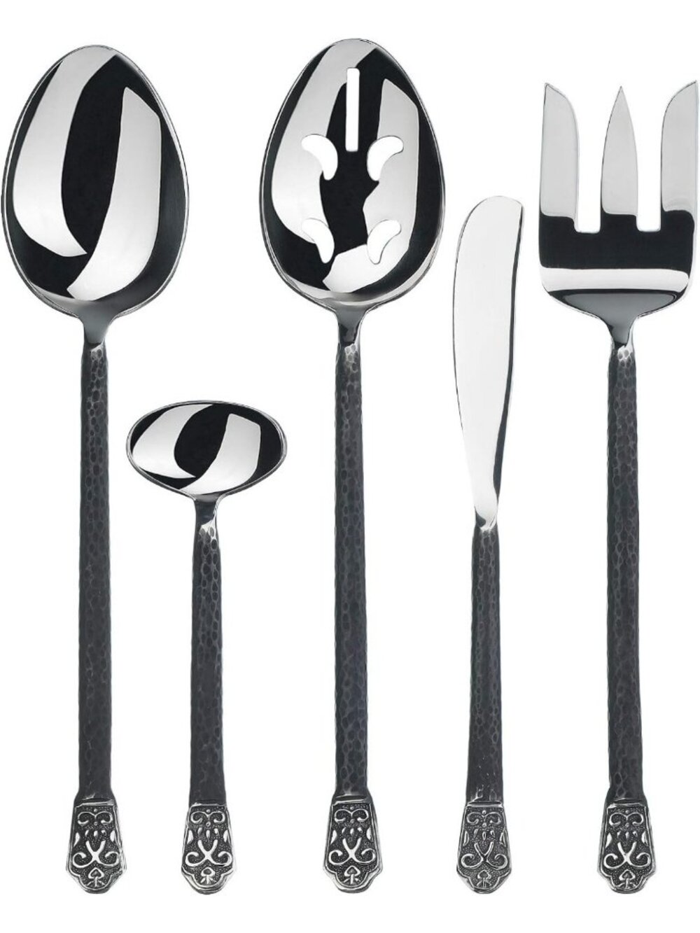 Elegant 5-Piece Silverware Set - Matte & Polished Stainless Steel Flatware
